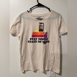 “Stay Inside” Cream Graphic Tee - Short Sleeve